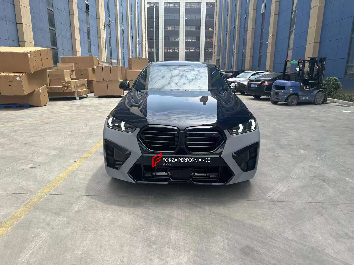 CONVERSION BODY KIT for BMW X6 G06 LCI 2023+ to X6M F96 LCI 2023+  Set includes:  Front Bumper Assembly Side Fender Flares Rear Bumper Assembly Exhaust Tips