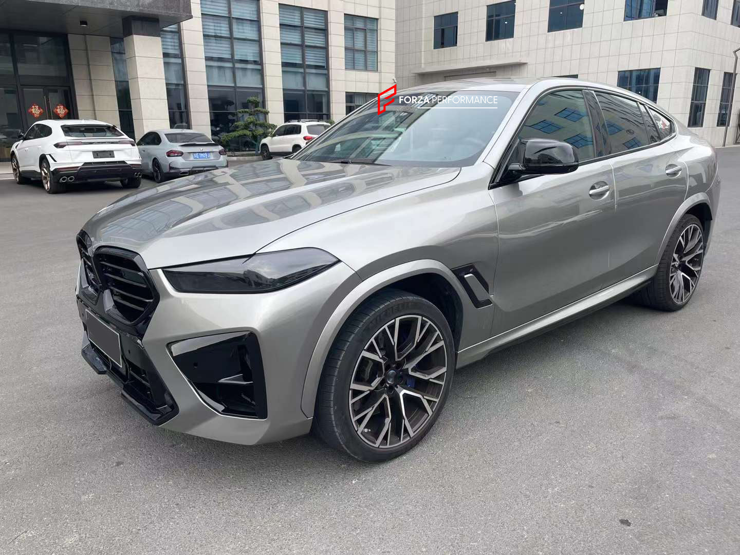 CONVERSION BODY KIT for BMW X6 G06 LCI 2023+ to X6M F96 LCI 2023+  Set includes:  Front Bumper Assembly Side Fender Flares Rear Bumper Assembly Exhaust Tips