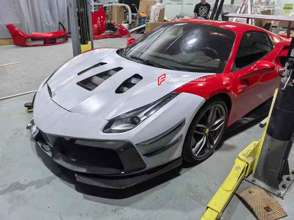 CONVERSION BODY KIT for FERRARI 488 to 488 CHALLENGE EVO

Set includes:

Front Bumper
Hood
Side Skirts
Rear Bumper
Rear Spoiler