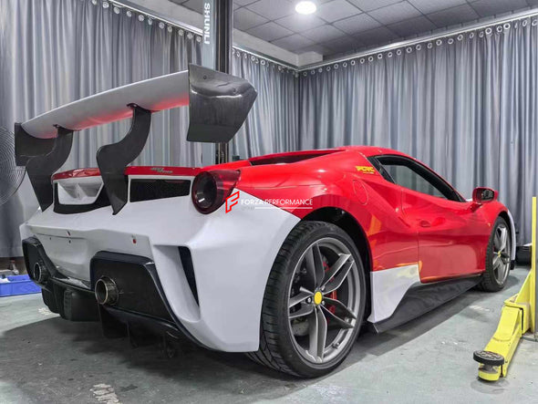 CONVERSION BODY KIT for FERRARI 488 to 488 CHALLENGE EVO

Set includes:

Front Bumper
Hood
Side Skirts
Rear Bumper
Rear Spoiler