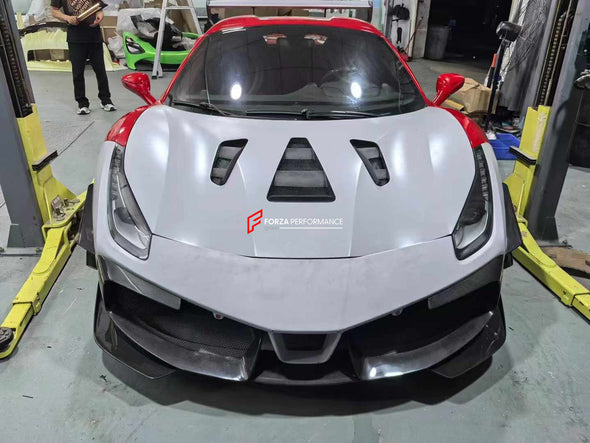 CONVERSION BODY KIT for FERRARI 488 to 488 CHALLENGE EVO

Set includes:

Front Bumper
Hood
Side Skirts
Rear Bumper
Rear Spoiler