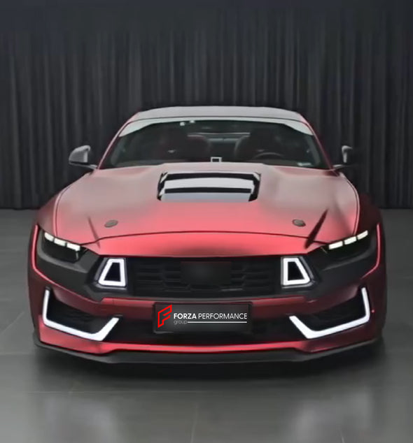 CONVERSION BODY KIT for FORD MUSTANG S550 2015 - 2023 UPGRADE to S650 DARK HORSE 2024

Set includes:

Front Bumper
LED Headlights
Hood (Aluminum)
Fenders (Aluminum)
Tail Lights
Rear Bumper
Rear Diffuser