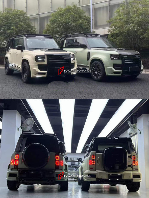 CONVERSION BODY KIT for JETOUR T2 to LAND ROVER DEFENDER L663 2021  Set includes:  Front Bumper Front Grille Roof DRL LED Bar Side Fenders Side Trims Side Skirts Rear Bumper