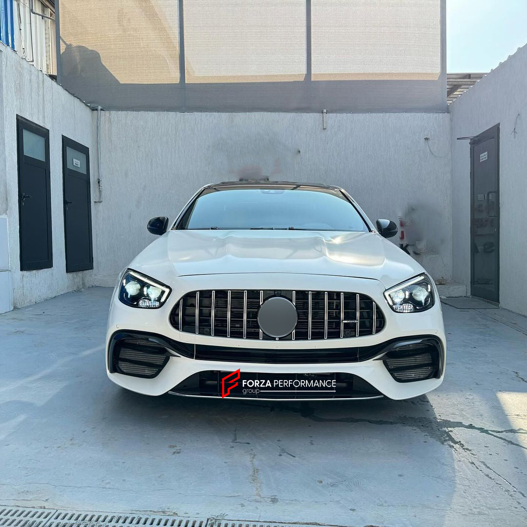 CONVERSION BODY KIT for MERCEDES-BENZ E-CLASS W212 2009 - 2013 to E63 AMG 2023  Set includes:  Front Bumper Front Grille Headlights Fender Flares Side Skirts Rear Bumper Tail Lights Trunk Exhaust Tips