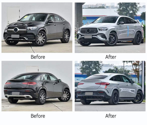 CONVERSION BODY KIT for MERCEDES-BENZ GLE53 COUPE C167 2019+ UPGRADE to GLE53 AMG COUPE 2024    Set includes:  Front Bumper Front Grille Fender Flares Rear Bumper Rear Diffuser Exhaust Tips