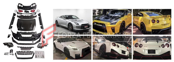 CONVERSION BODY KIT for NISSAN GT-R R35 2007 - 2016 to NISSAN GT-R R35 2016+  Set includes:  Hood Front Bumper Front Lip Headlights Side Skirts Rear Bumper Rear Diffuser Tail Lights