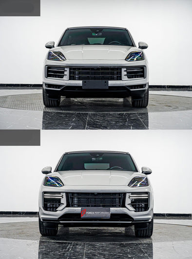 CONVERSION BODY KIT for PORSCHE CAYENNE 9YA 2018 - 2023 to TURBO GT 2024

Set includes:

Front Bumper
Fender Flares
Side Skirts
Rear Diffuser
