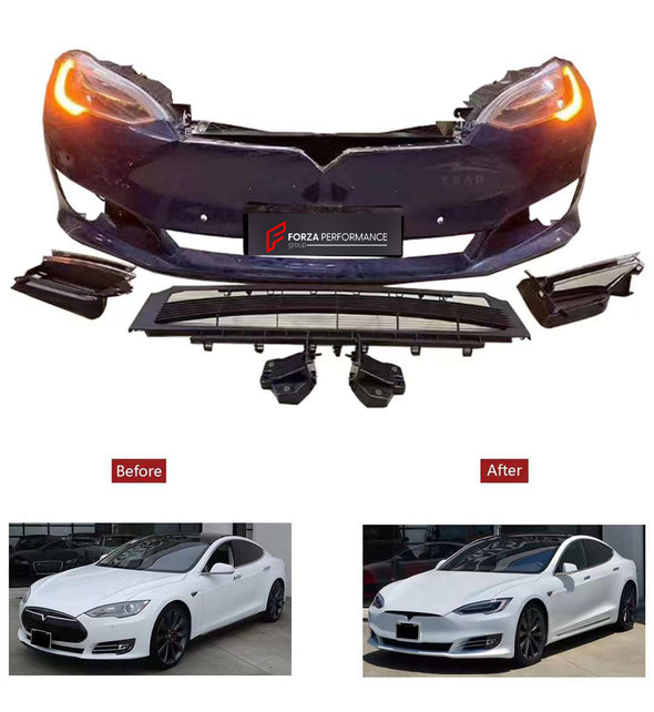 CONVERSION BODY KIT for TESLA MODEL S 2012 - 2016 to 2017 - 2021    Set includes:  Front Bumper Headlights Air Vents