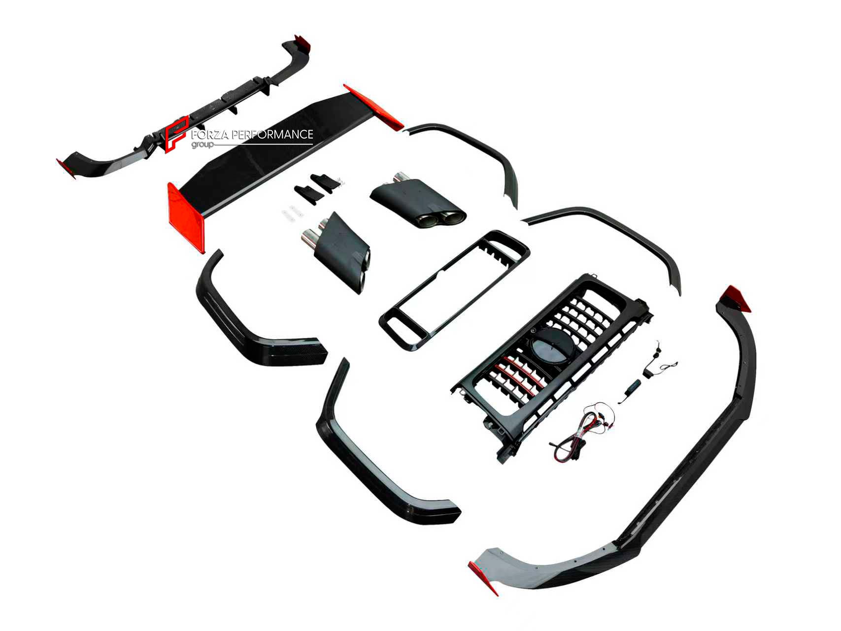 CONVERSION CARBON BODY KIT for MERCEDES-BENZ G-CLASS G63 W463 1990 - 2017 to W464 2018 - 2023

Set includes:

Plastic parts:

Front Bumper
Grille
Headlights
Headlight Covers
Turn Signal Lights
Hood
Fenders
Side Trims
Rear Bumper
Tail Lights

Dry Carbon parts:

Front Lip
Front Bumper Cover
Grille
Fender Flares
Hood
Tail Light Covers
Rear Spoiler
Roof Spoiler
Rear Diffuser
Exhaust Tips

NOTE: Professional installation is required.

Contact us for pricing.

Why “Contact Us for Pricing”?

We don’t display fixed
