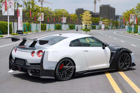 CONVERSION DRY CARBON BODY KIT for NISSAN GT-R R35 2007 - 2016 | 2016 - 2023 to NISSAN GT-R R35 2024+  Set includes:  Front Bumper Headlights Front Fog Lights Side Skirts Rear Bumper Rear Trunk Rear Spoiler Tail Lights