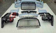 CONVERSION BODY KIT for ROLLS-ROYCE CULLINAN SERIES 1 2018 - 2025 UPGRADE to SERIES 2 FACELIFT 2025+

Set includes:

Front Bumper Assembly
Grille Frame
Front Grille
Headlights
Rear Bumper
Exhaust Tips
Material: Plastic

NOTE: Professional installation is required. When purchase inform us if you have night vision camera or not. Fender trimming is required. Headlights are available with or without AFS (Adaptive Front-lighting System) - the kit price depends on the headlights version.