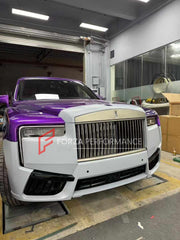 CONVERSION BODY KIT for ROLLS-ROYCE CULLINAN SERIES 1 2018 - 2025 UPGRADE to SERIES 2 FACELIFT 2025+

Set includes:

Front Bumper Assembly
Grille Frame
Front Grille
Headlights
Rear Bumper
Exhaust Tips
Material: Plastic

NOTE: Professional installation is required. When purchase inform us if you have night vision camera or not. Fender trimming is required. Headlights are available with or without AFS (Adaptive Front-lighting System) - the kit price depends on the headlights version.