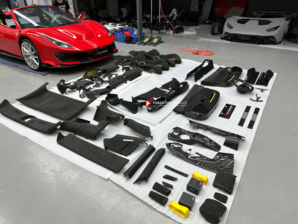 CONVERSION INTERIOR BODY KIT for FERRARI 488 to PISTA

Set includes:

Steering Wheel
Shift Paddles
Dashboard Trims
Center Console Box
Door Covers
Door Sills
Seats