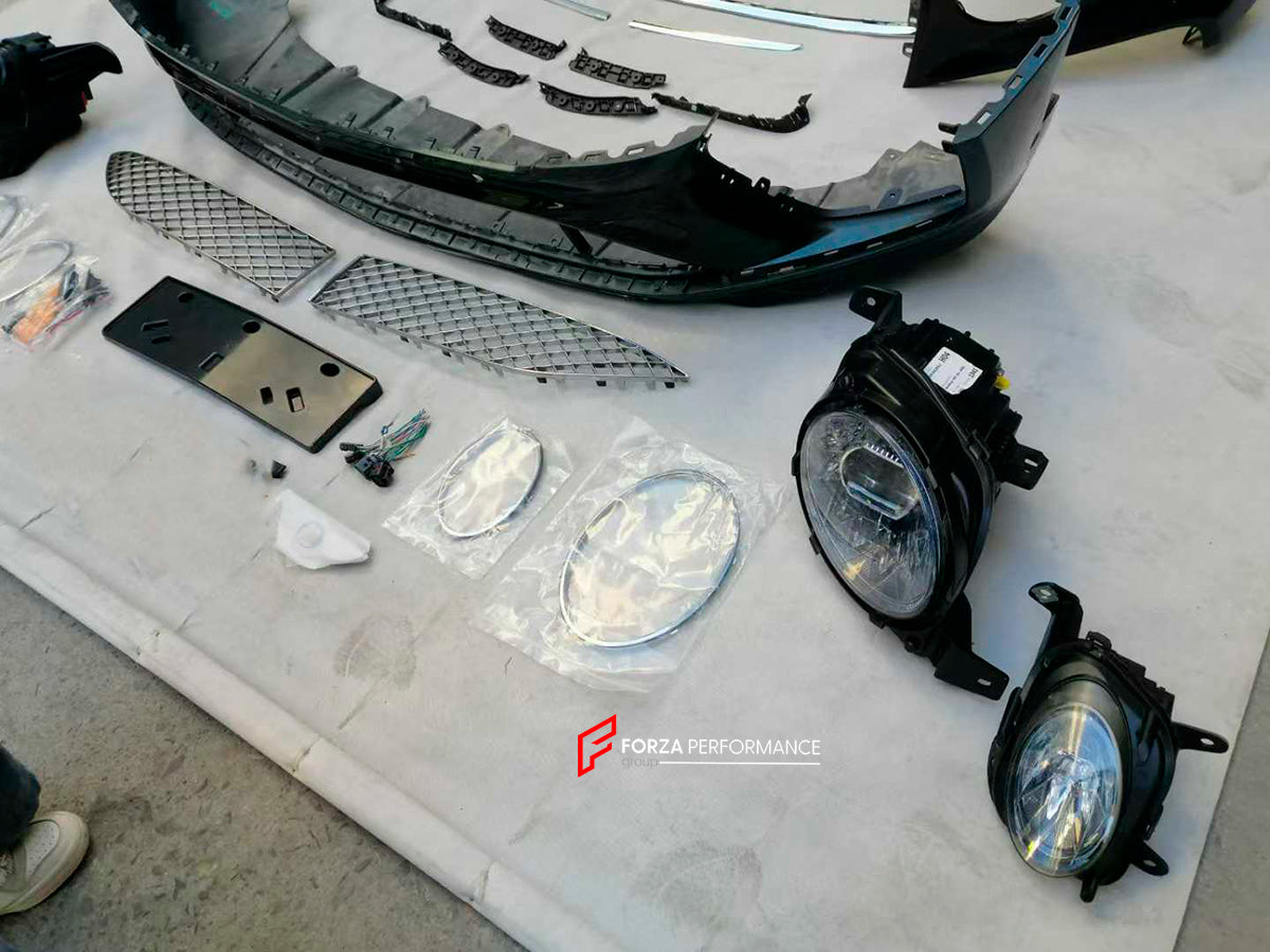 CONVERSION PARTS V8 STYLE FOR BENTLEY BENTAYGA PL71 2015-2020 UPGRADE TO PL71 FACELIFT 2021+

Set includes:

Front bumper assembly
Headlights
Hood
Side fenders
Rear bumper assembly
Rear Trunk assembly
Rear Taillights

Material: Plastic + Steel

NOTE: Professional installation is required