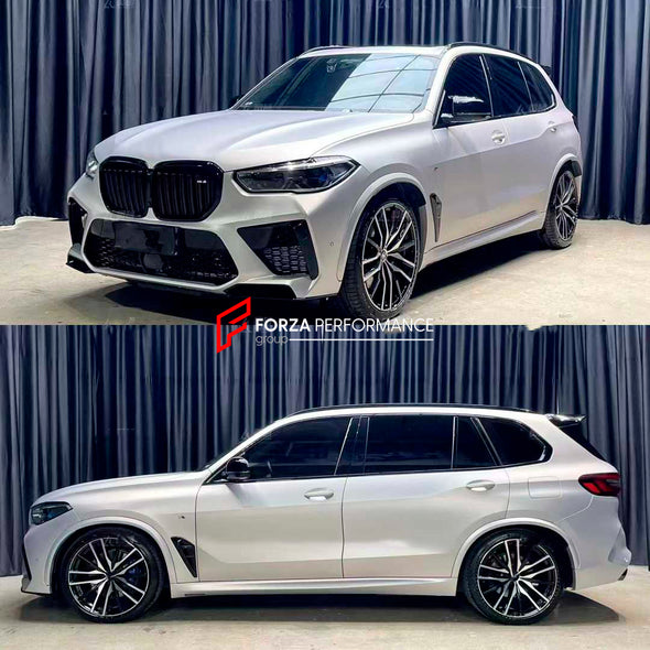 CONVERSION UPGRADE BODY KIT for BMW X5 G05 2018 - 2023 upgrade to BMW X5M F95 2019 - 2023

Set includes:

Front Bumper Assembly
Fender Flares
Side Skirts
Rear Bumper Assembly
Rear Diffuser
Exhaust Tips

Material: Plastic

Note: Professional installation is required