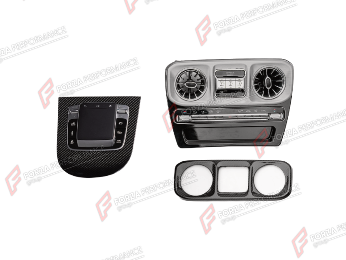 CONVERSION CENTER CONSOLE TOUCH PAD COMMAND KNOB for MERCEDES-BENZ G-CLASS W464 G63 G350 G350D G400D G500 G550 2019 - 2024 UPGRADE to G-CLASS W465 2025+

Set includes:
Center Console Touch Pad Command Knob
Climate Control Unit

Material: Plastic

NOTE: Professional installation is required.