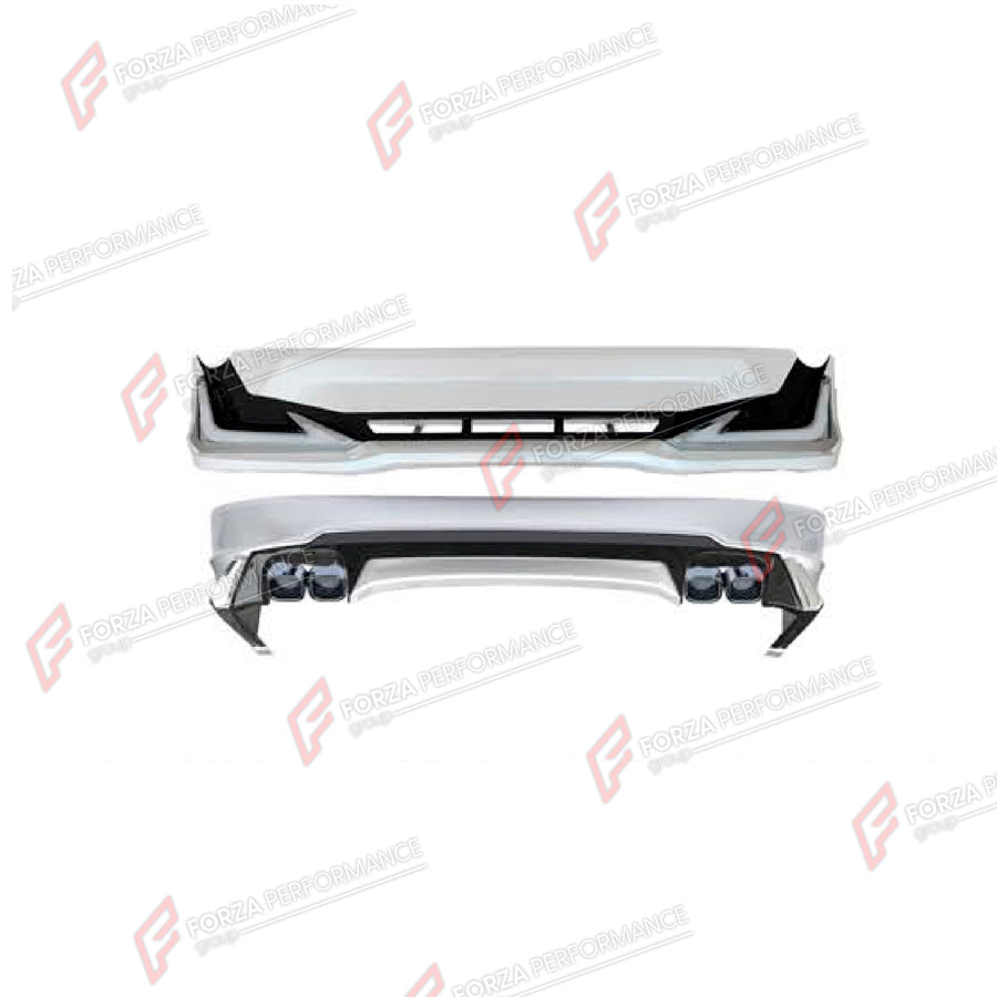 CONVERSION FRONT BUMPER AND REAR BUMPER for TOYOTA LAND CRUISER PRADO 150 2009 - 2016 UPGRADE to LAND CRUISER PRADO 150 FACELIFT 2017 - 2024 FORZA PERFORMANCE custom fit M Style

Set includes:
Front Bumper
Rear Bumper

Material: Plastic

NOTE: Professional installation is required.
