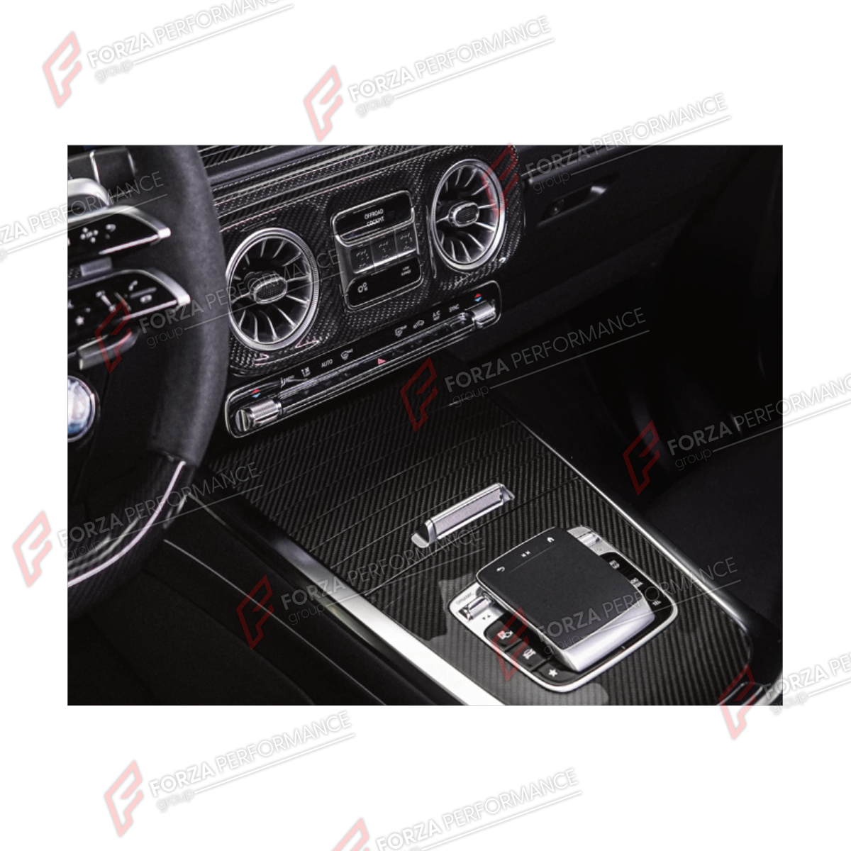 CONVERSION CENTER CONSOLE TOUCH PAD COMMAND KNOB for MERCEDES-BENZ G-CLASS W464 G63 G350 G350D G400D G500 G550 2019 - 2024 UPGRADE to G-CLASS W465 2025+

Set includes:
Center Console Touch Pad Command Knob
Climate Control Unit

Material: Plastic

NOTE: Professional installation is required.