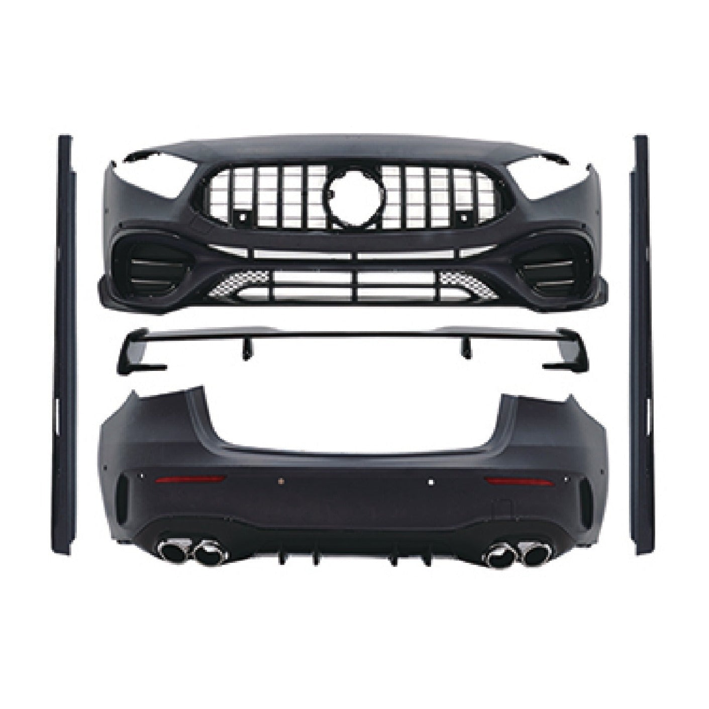 CONVERSION BODY KIT for MERCEDES-BENZ A-CLASS W177 2019 - 2022 to A45 AMG  Set includes:  Front Bumper with Grille Rear Bumper Side Fenders Rear Spoiler