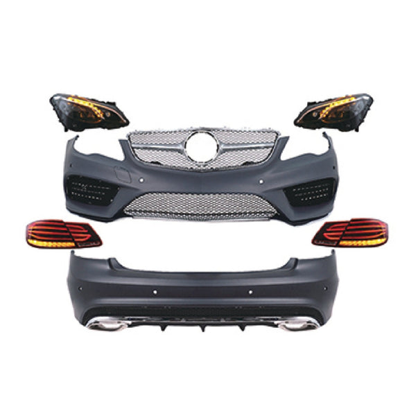 CONVERSION BODY KIT for MERCEDES-BENZ E-CLASS COUPE W207 2009 - 2016 to W207 FACELIFT  Set includes:  Front Bumper with Grille LED Headlights Rear Bumper LED Tail Lights