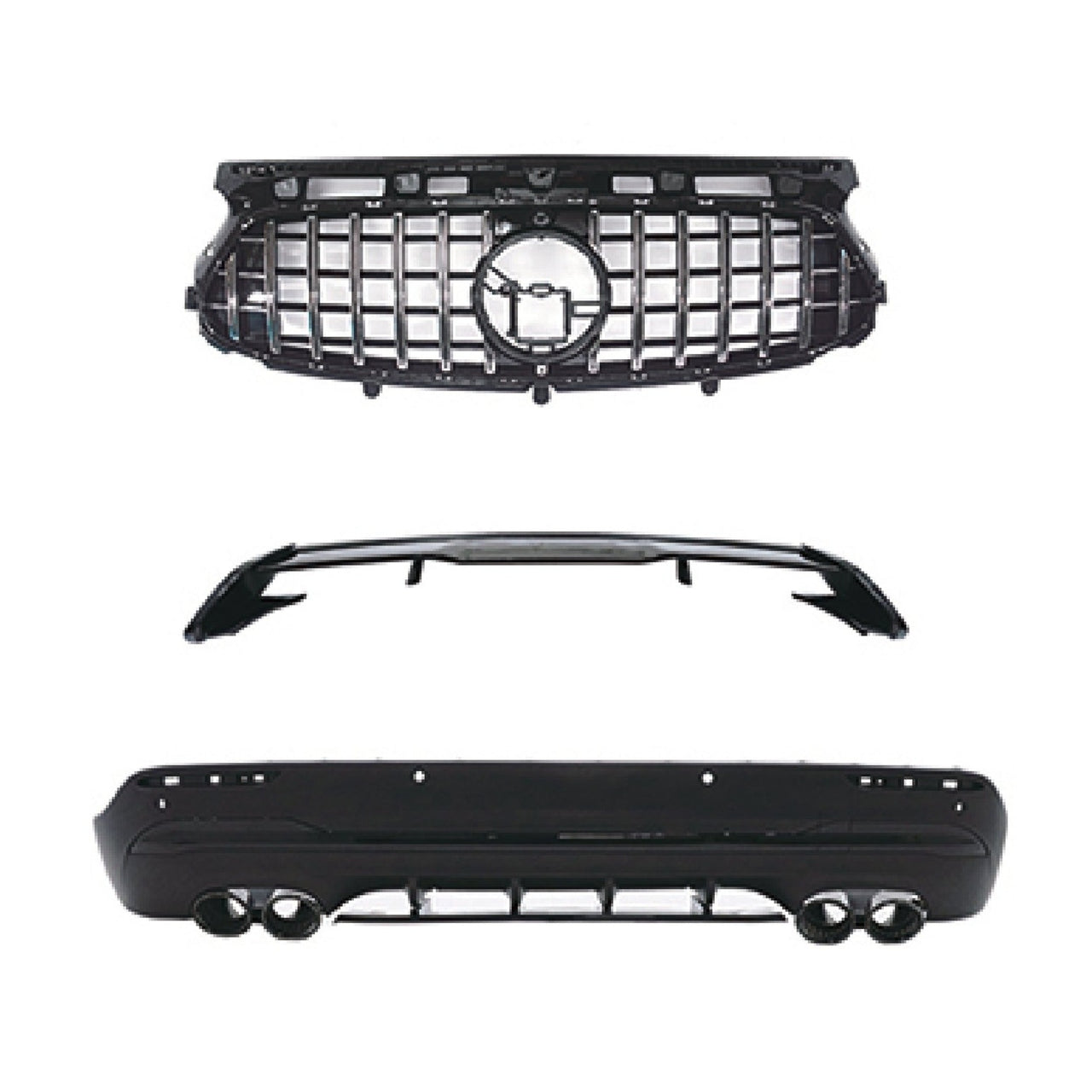 CONVERSION BODY KIT for MERCEDES-BENZ GLA-CLASS H247 2020 - 2023 to GLA45 AMG  Set includes:  Front Grille Rear Bumper Roof Spoiler