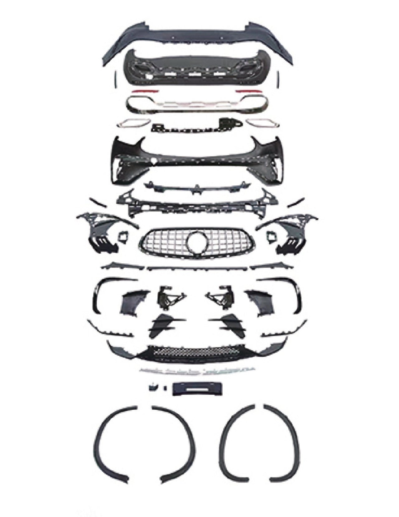 CONVERSION BODY KIT for MERCEDES-BENZ E-CLASS W213 2020 - 2023 to S450 FACELIFT  Set includes:  Front Bumper Front Grille Side Air Vents Side Fenders Rear Bumper Rear Diffuser