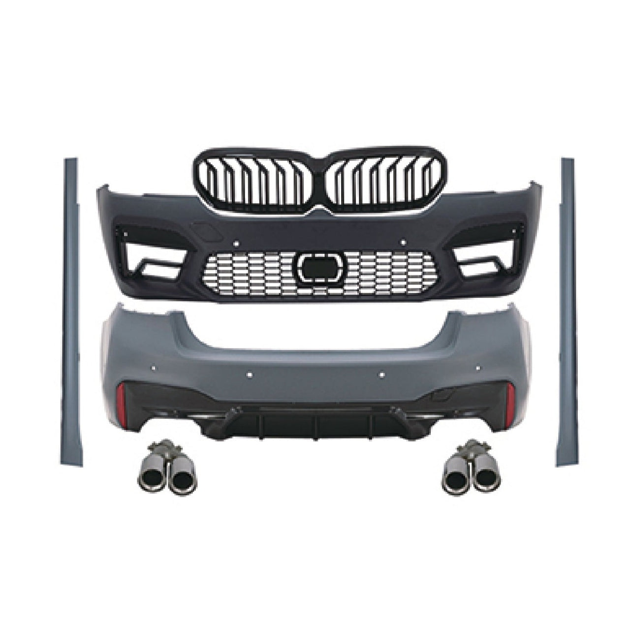 CONVERSION BODY KIT for BMW 5-SERIES G30 G31 2020 - 2023 to M5  Set includes:  Front Bumper Front Grille Side Skirts Rear Bumper Exhaust Tips