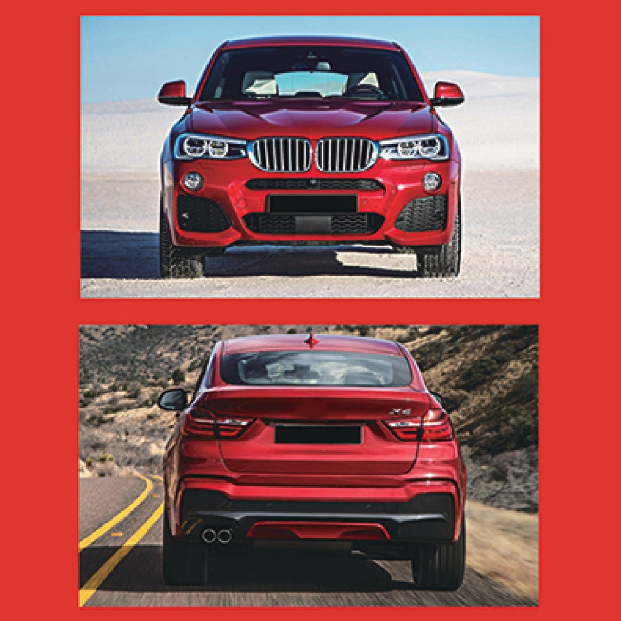 CONVERSION BODY KIT for BMW X4 G02 2019 - 2021 to X4M F98  Set includes:  Front Bumper with Grille Rear Bumper Side Skirts Side Fenders Catback Exhaust Exhaust Tips