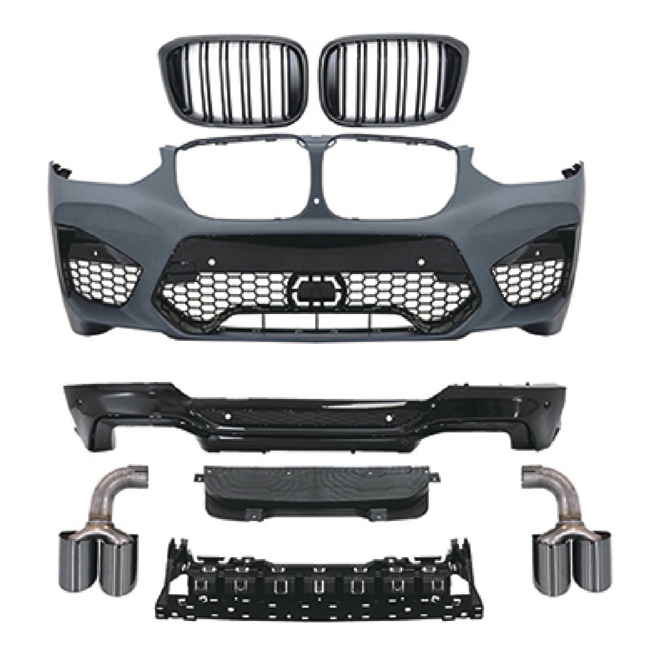 CONVERSION BODY KIT for BMW X4 G02 2019 - 2021 to X4M F98  Set includes:  Front Bumper Front Grille Rear Diffuser Exhaust Tips