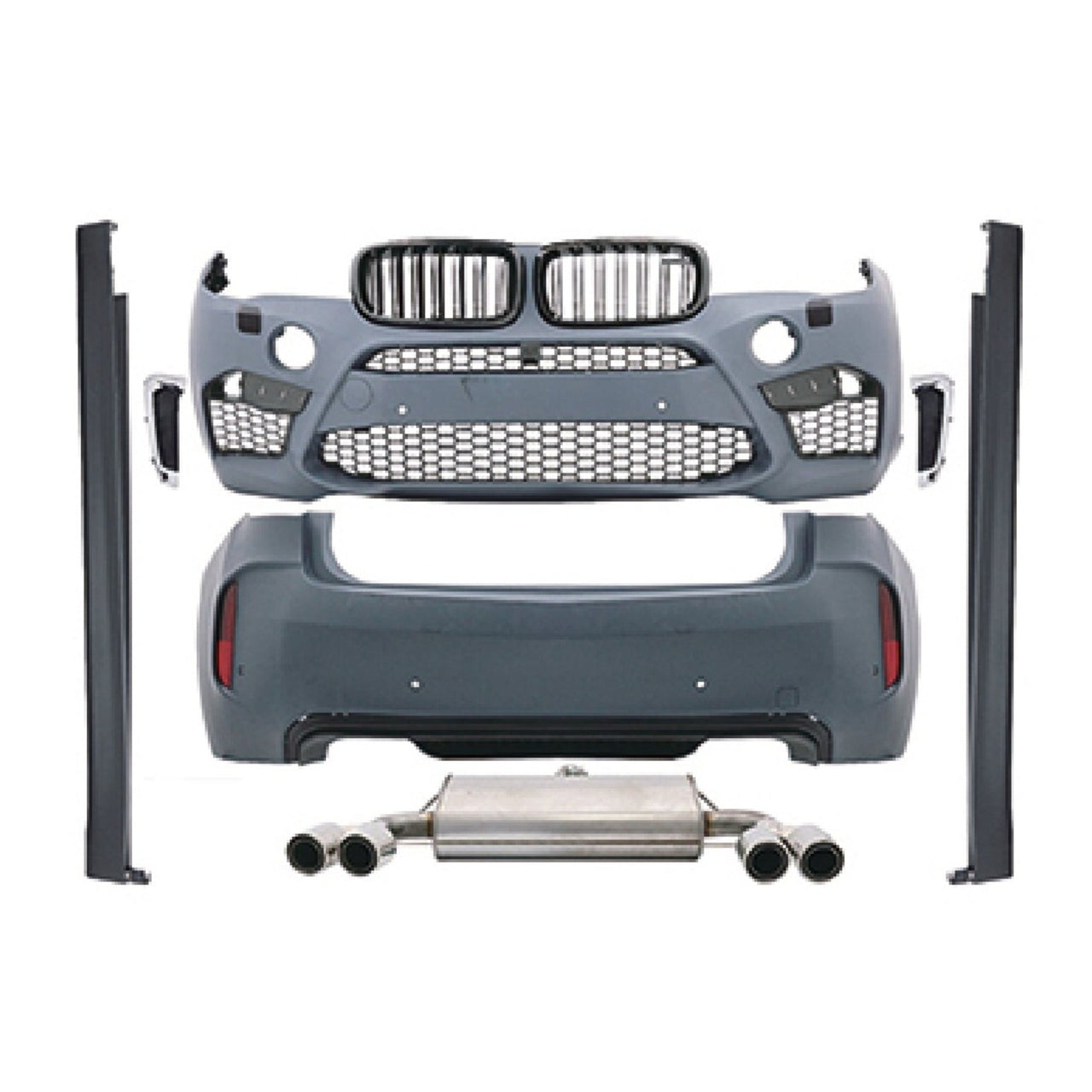 CONVERSION BODY KIT for BMW X6 F16 2015 - 2019 to X6M F86  Set includes:  Front Bumper with Grille Side Air Vents Side Skirts Rear Bumper Catback Exhaust