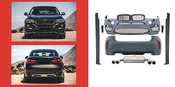 CONVERSION BODY KIT for BMW X6 F16 2015 - 2019 to X6M F86  Set includes:  Front Bumper with Grille Side Air Vents Side Skirts Rear Bumper Catback Exhaust