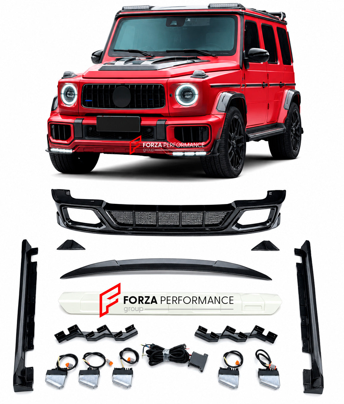 PLASTIC FRONT LIP WITH LED for MERCEDES BENZ G CLASS W465 G450D G500 2024 - 2026 custom fit buy TopCar style design