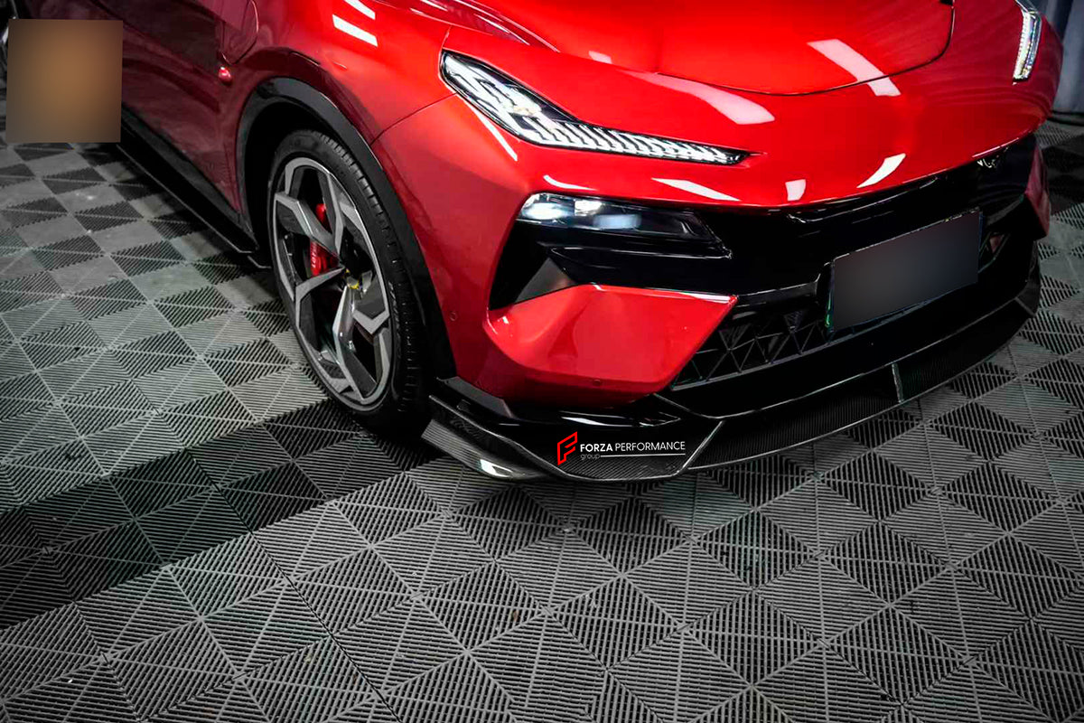 DRY CARBON BODY KIT for LOTUS ELETRE 2024+

Set includes:

Front Lip
Front Bumper Trims
Fender Flares
Side Skirts
Roof Spoiler
Rear Spoiler
Rear Air Vent Covers
Rear Diffuser

Material: Dry Carbon

Note: Professional installation is required.