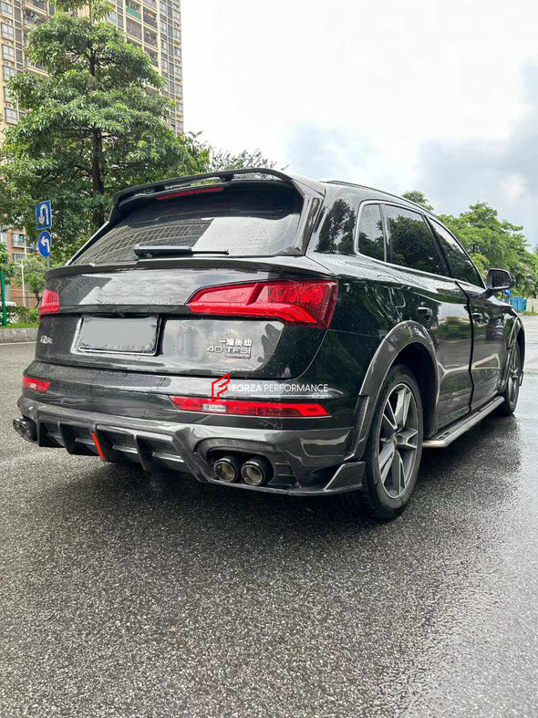 DRY CARBON BODY KIT for AUDI Q5 2023  Set includes:  Front Lip Front Bumper Air Vent Trims Fender Flares Roof Spoiler Rear Spoiler Rear Diffuser