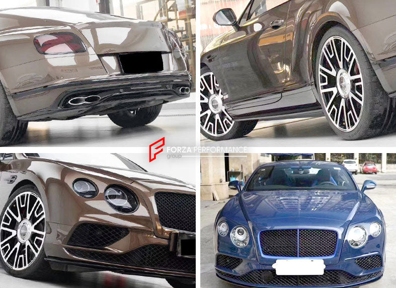 DRY CARBON BODY KIT For BENTLEY CONTINENTAL GT 2016 - 2019

Set includes:

Front Lip
Side Skirts
Rear Diffuser

Material: Dry Carbon