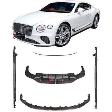 DRY CARBON BODY KIT For BENTLEY CONTINENTAL GT 2018+

Set includes:

Front Lip
Side Skirts
Rear Spoiler
Rear Diffuser

Material: Dry Carbon

Note: Professional installation is required.