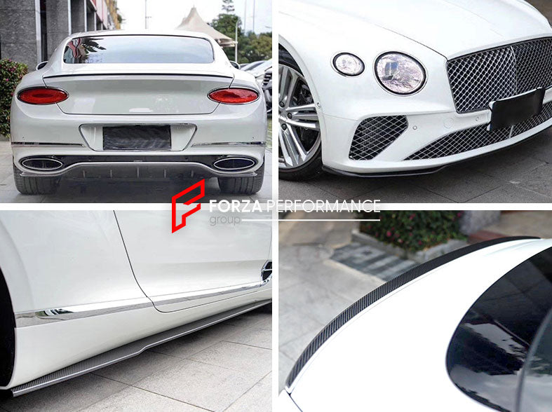 DRY CARBON BODY KIT For BENTLEY CONTINENTAL GT 2018+  Set includes:  Front Lip Side Skirts Rear Spoiler Rear Diffuser