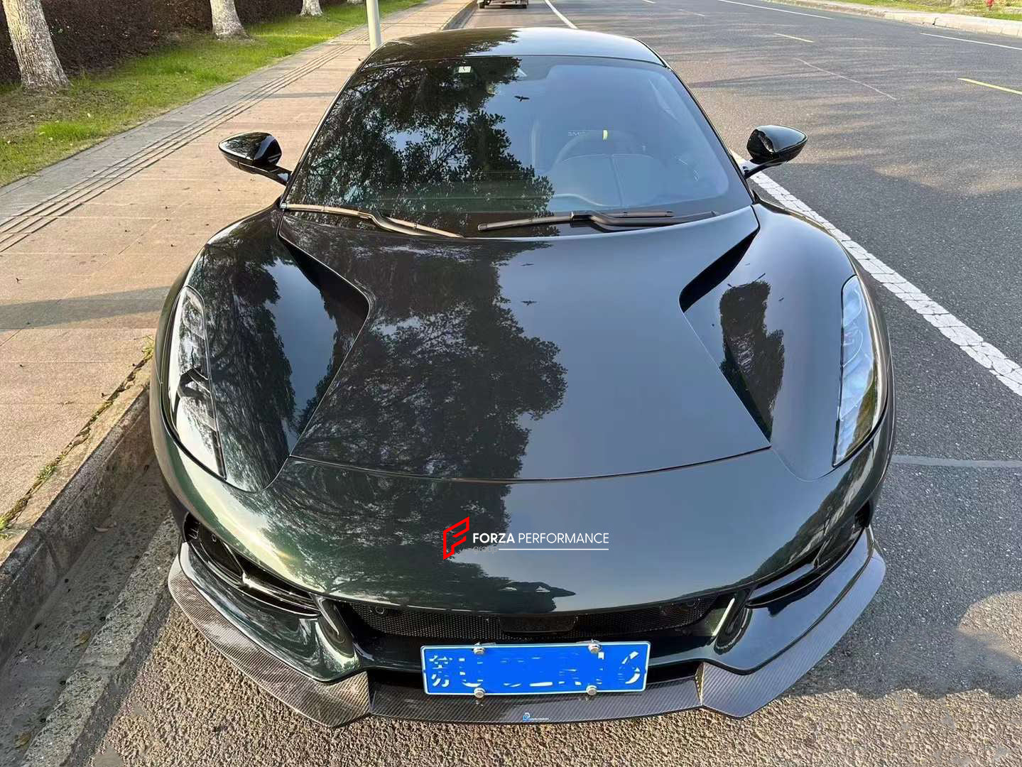 DRY CARBON BODY KIT for LOTUS EMIRA  Set includes:  Front Lip Side Skirts Rear Diffuser Rear Spoiler Front Air Vents Side Air Vents Rear Air Duct Side Mirrors