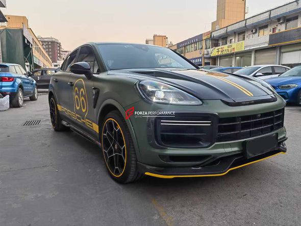 DRY CARBON BODY KIT for PORSCHE CAYENNE 9YA 2018+

Set includes:

Front Lip
Front Bumper Air Vent Trims
Front Air Intake Cover
Hood
Side Skirts
Side Trims
Roof Spoiler
Rear Spoiler
Rear Diffuser