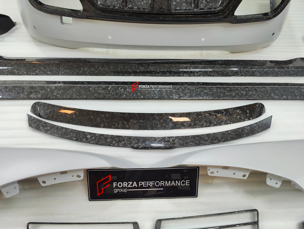 FORZA PERFORMANCE DRY CARBON BODY KIT for ROLLS-ROYCE GHOST 2020+ custom fit MANSORY STYLE

Set includes:

Hood
Front Bumper
Front Lip
Side Skirts
Rear Bumper
Rear Diffuser
Rear Spoiler
Roof Spoiler