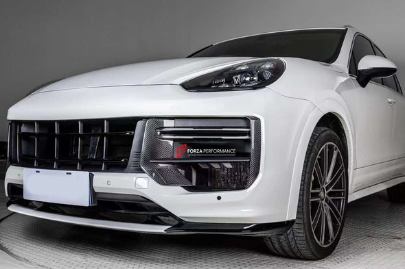 DRY CARBON FRONT BUMPER AIR VENT TRIMS for PORSCHE CAYENNE 9Y0.2 TURBO GT 2024

Set includes:

Front Bumper Air Vent Trims