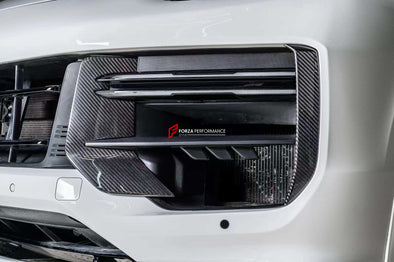 DRY CARBON FRONT BUMPER AIR VENT TRIMS for PORSCHE CAYENNE 9Y0.2 TURBO GT 2024

Set includes:

Front Bumper Air Vent Trims