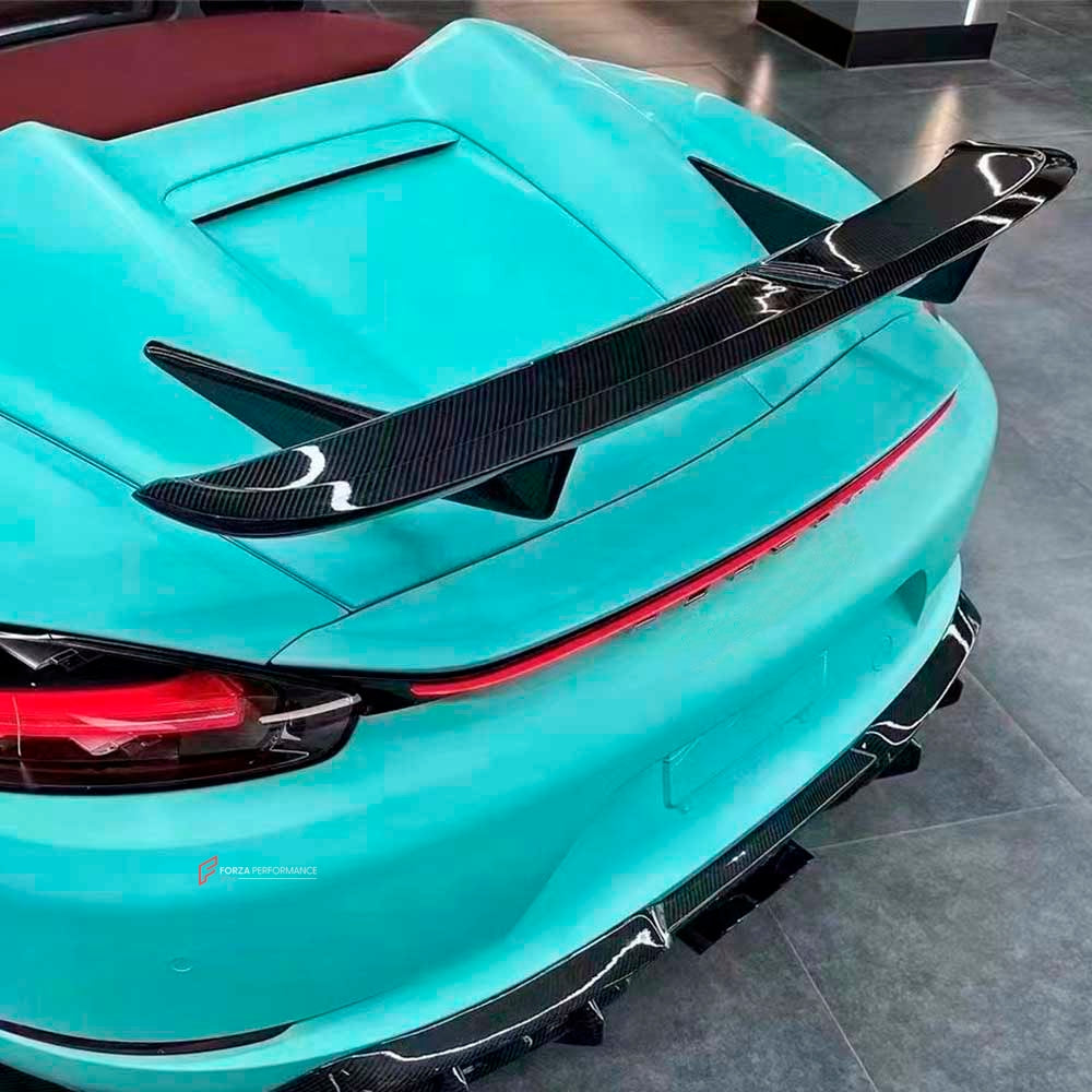 DRY CARBON HUMP REAR SPOILER for PORSCHE 718 982 CAYMAN BOXSTER 2016+ upgrade to GT3