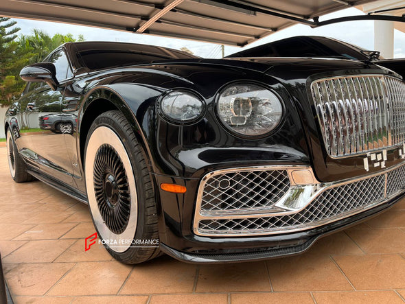 DRY CARBON BODY KIT W12 STYLE for BENTLEY FLYING SPUR 2020+  Set includes:   Front Lip Side Skirts Rear Diffuser Rear Spoiler