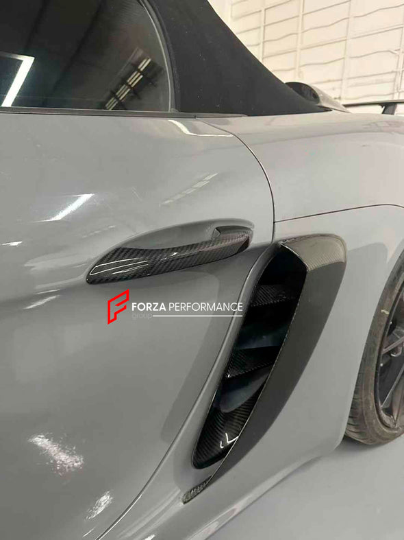 Dry Carbon Parts For Porsche 718 (982) 2016 +&nbsp;

Set includes:

Door Handle Covers

Material: Dry Carbon&nbsp;

NOTE: Professional installation is required.&nbsp;