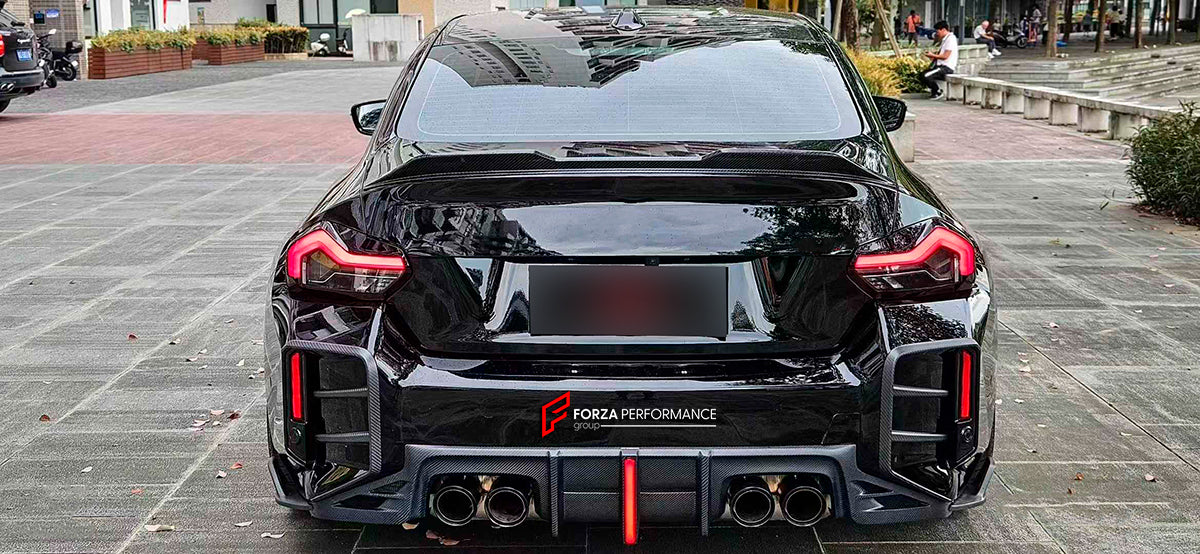 DRY CARBON FIBER BODY KIT for BMW M2/M2C G87

Set includes:

Front Lip
Front Grille
Front lower Mesh
Front fenders
Side skirts
Rear Diffuser
Rear Bumper canards
Rear Spoiler
Rear trunk (OEM size)

Material: Dry Carbon Fiber

NOTE: Professional installation is required