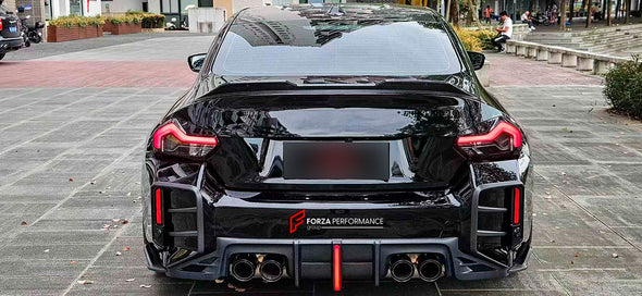 DRY CARBON FIBER BODY KIT for BMW M2/M2C G87

Set includes:

Front Lip
Front Grille
Front lower Mesh
Front fenders
Side skirts
Rear Diffuser
Rear Bumper canards
Rear Spoiler
Rear trunk (OEM size)

Material: Dry Carbon Fiber

NOTE: Professional installation is required