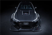 AUTHENTIC DARWINPRO DTM STYLE CARBON WIDE BODY KIT for AUDI RS6 C7 AVANT 2014 - 2018  Set includes:  Hood Front lip Front canards Fender flares Side skirts Side canards Bumper spoiler Rear bumper canards Door canards Rear fender canards Rear diffuser canards Roof spoiler Trunk spoiler Material: Carbon fiber / Forged Carbon / Fiberglass + Carbon / Autoclave carbon fiber / Double sided carbon fiber  NOTE: Professional installation is required  Contact us for pricing