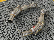 EXHAUST CATLESS DOWNPIPE for FERRARI SF90 4.0T  Material: Stainless Steel  Optionally:  For extra cost we can add heat shield protection 200 cell catalytic converter Production time: 10 working days  NOTE: Professional installation is required.