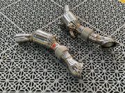 EXHAUST CATLESS DOWNPIPE for FERRARI SF90 4.0T  Material: Stainless Steel  Optionally:  For extra cost we can add heat shield protection 200 cell catalytic converter Production time: 10 working days  NOTE: Professional installation is required.